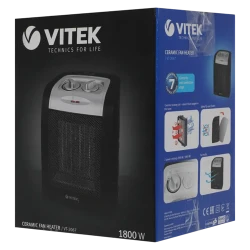 Воздухонагреватель VITEK VT-2067, 1800 W, черный - серебристый flexmag.md