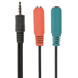 Audio Adaptor Cablexpert CCA-417, 3.5mm 4-pin (M) - 2x 3.5mm 3-pin (F) flexmag.md