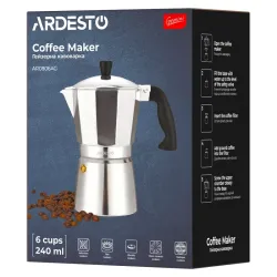 Гейзерная кофеварка Ardesto AR0806AG Gemini Cremona из нержавеющей стали flexmag.md
