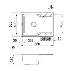 Раковина кухонная Elleci Easy 135 68 Titano (LGY13568) flexmag.md