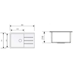 Раковина кухонная Торнадо МЕЛИССА 800x500 Снег flexmag.md