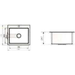 Раковина кухонная Торнадо НИКОЛИ 510x565 Обсидиан flexmag.md