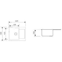 Chiuveta de bucatarie Tornado SOFIA 620x500 BL flexmag.md