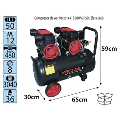 Compresor Vector+ (1520Wx2) 50L flexmag.md