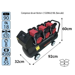 Compresor Vector+ (1520Wx3) 90L flexmag.md