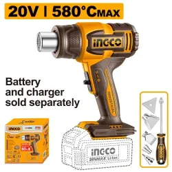 Строительный фен на аккумуляторе Ingco HGLI2008 flexmag.md