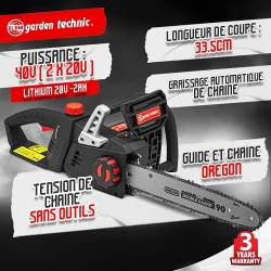 Пила цепная на аккумуляторе Elem Garden Technic TRO40LI-2B flexmag.md