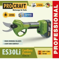 Foarfece de gradina pe acumulator Procraft ES30Li (1 acumulator) flexmag.md