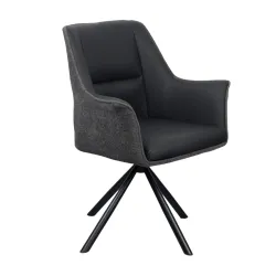 Fotoliu Deco Blum Piele+Stofa Black flexmag.md