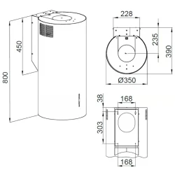 Вытяжка для кухни Backer NONA ELB W8035 Satin flexmag.md