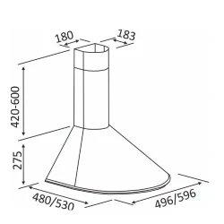 Вытяжка Tornado Viola 750(60) IX LED flexmag.md
