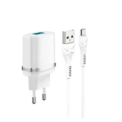 Încarcator Xpower Charger + Micro-USB Cable, 1USB, QC3.0, Alb flexmag.md
