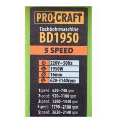 Masina de gaurit cu coloana Procraft BD1950 flexmag.md