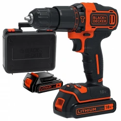 Дрель-шуруповерт ударный аккумуляторный Black+Decker BDCHD18KB flexmag.md