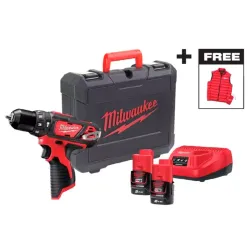 Дрель-шуруповерт аккумуляторный ударный + жилет в подарок Milwaukee M12BPDMC-202C flexmag.md