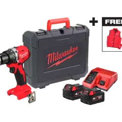 Masina de gaurit si insurubat cu percutie pe acumulator + Vesta cadou Milwaukee M18 BLPDRCMC-402C flexmag.md