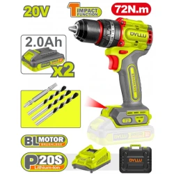 Masina de gaurit si insurubat pe acumulator cu impact Dyllu DTCDP7281 (2 acumulatori) flexmag.md