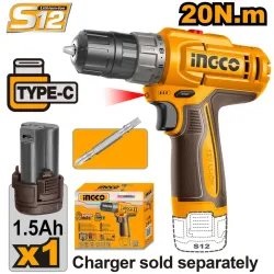 Шуруповерт-дрель на аккумуляторе Ingco CDLI122061 flexmag.md