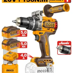 Masina de gaurit si insurubat pe acumulator si impact Ingco CIDLI201368 (2 acumulatori) flexmag.md