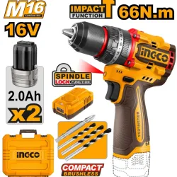 Masina de insurubat cu impact pe acumulator Ingco CIDLI166062 (2 acumulatori) flexmag.md