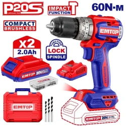 Masina de insurubat pe acumulator cu impact Emtop ECIDL20602 (2 acumulatori) flexmag.md