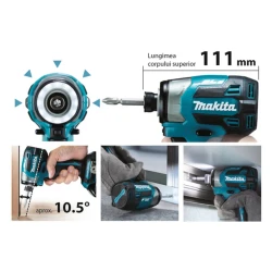 Masina de insurubat pe acumulator cu impact Makita DTD173Z (fara acumulator) flexmag.md