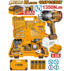 Шуруповерт аккумуляторный + набор инструментов 126 Ingco HKTHP31261 flexmag.md