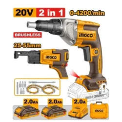 Masina de insurubat pentru gips pe acumulator Ingco CDSLI204268 (2 acumulatori) flexmag.md