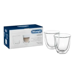 Pahare Cappuccino De'Longhi 190ml 2pcs, Transparent flexmag.md