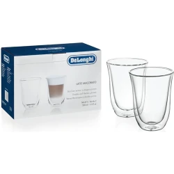 Pahare Cappuccino De'Longhi 220ml 2pcs, Transparent flexmag.md