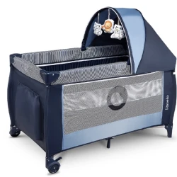 Patuc pliabil pentru copii Lionelo Sven Plus Blue Navy flexmag.md