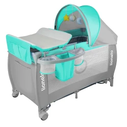 Кроватка раскладная детская Lionelo Sven Plus Turquoise flexmag.md