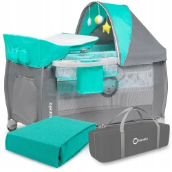 Patuc pliabil pentru copii Lionelo Sven Plus Turquoise flexmag.md