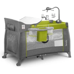 Кроватка раскладная детская Lionelo Thomi Green Lemon flexmag.md