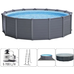 Piscina cu cadru metalic Intex GRAPHITE GRAY PANEL 26384 flexmag.md