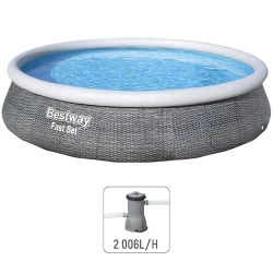 Piscina gonflabila cu pompa de filtrare Bestway Fast Set 57376BW flexmag.md