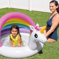 Надувной детский бассейн с навесом Intex Unicorn 57113 flexmag.md