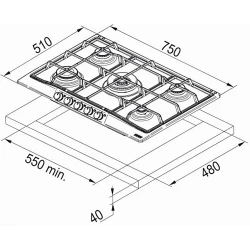 Встроенная газовая варочная панель Franke FCH 755 4G TC PW C (106.0696.855) flexmag.md