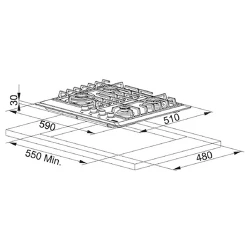 Plita incorporabila pe gaz Franke FHM 604 3G TC SH E (106.0037.680) flexmag.md