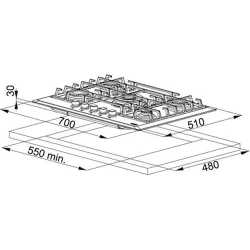 Plita incorporabila pe gaz Franke FHMR 705 4G TC OA E (106.0054.582) flexmag.md