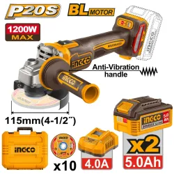 Polizor unghiular pe acumulator Ingco CAGLI2120252 (2 acumulatori) flexmag.md