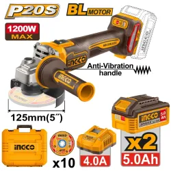 Углошлифовальная машина на аккумуляторе Ingco CAGLI2120272 (2 аккумулятора) flexmag.md