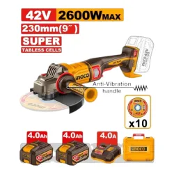 Аккумуляторная угловая шлифмашина Ingco CAGLI4260182 (2 аккумулятора) flexmag.md