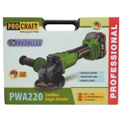 Углошлифовальная машина аккумуляторная Procraft PWA220 (1 батарея) flexmag.md