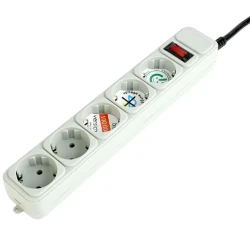 Электрический удлинитель Gembird GMB SPG3-B -6C, 5 розеток, 1,8 м, белый flexmag.md