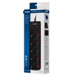 Удлинитель питания SVEN SF-05PL, 5 розеток, 3 м, черный flexmag.md
