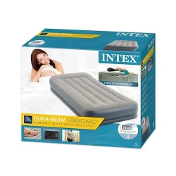 Матрас надувной со встроенным подголовником и насосом Intex Velur Mid-rise Air 64116 flexmag.md