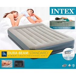 Матрас надувной со встроенным подголовником и насосом Intex Velur Mid-rise Air 64118 flexmag.md
