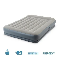 Матрас надувной со встроенным подголовником и насосом Intex Velur Mid-rise Air 64118 flexmag.md