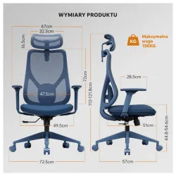 Scaun de birou SENSE7 Moyo Textil Albastru flexmag.md